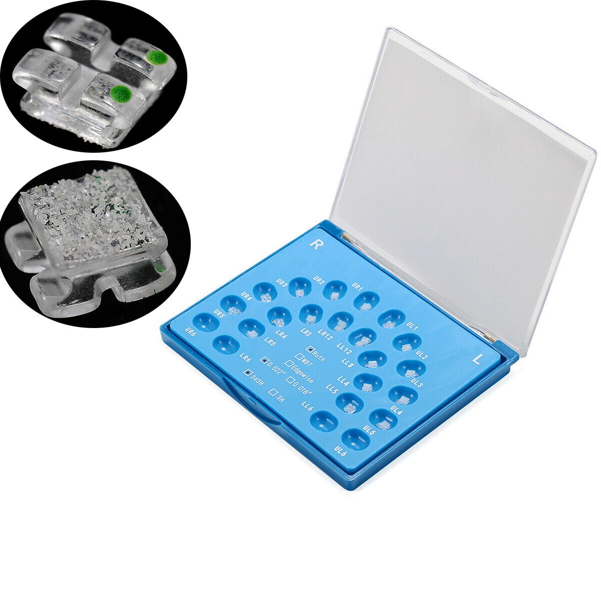 20Pc Orthodontic Monocrystalline Sapphire Braces Dental Ceramic Bracket Roth/MBT