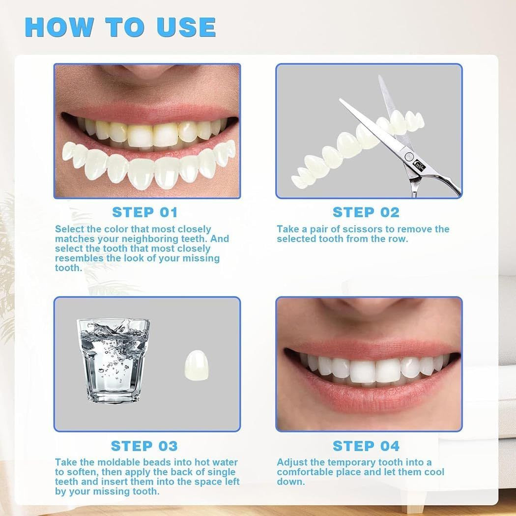 Tooth Repair Kit, Temporary Veneer Denture Kit for Women and Men, All, White