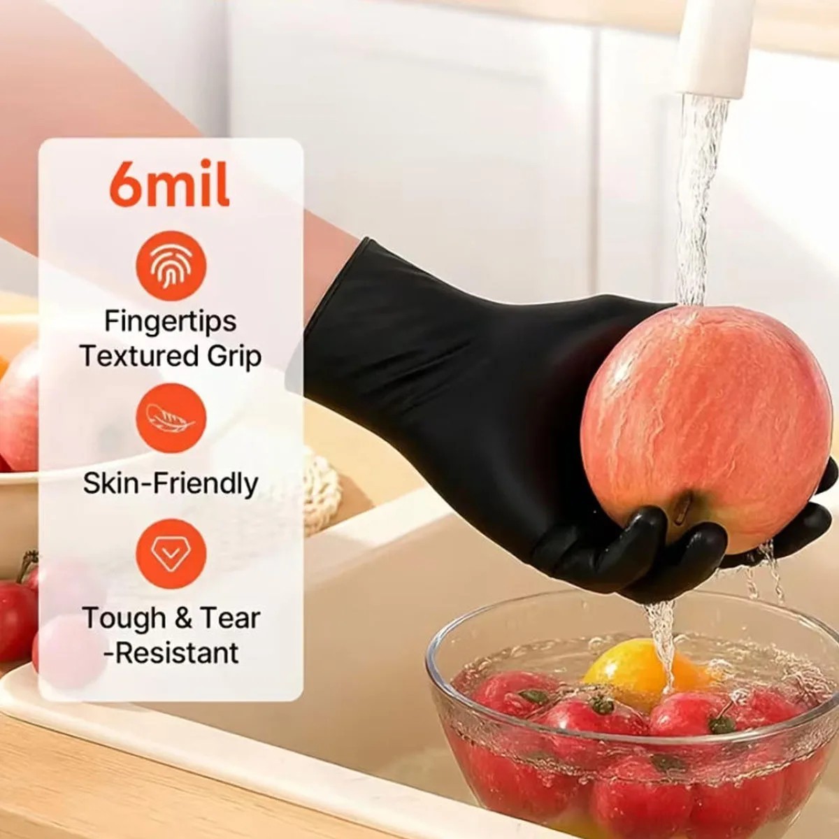 Black Nitrile Disposable Gloves Thick Heavy Duty Multi Purpose Protective Gloves