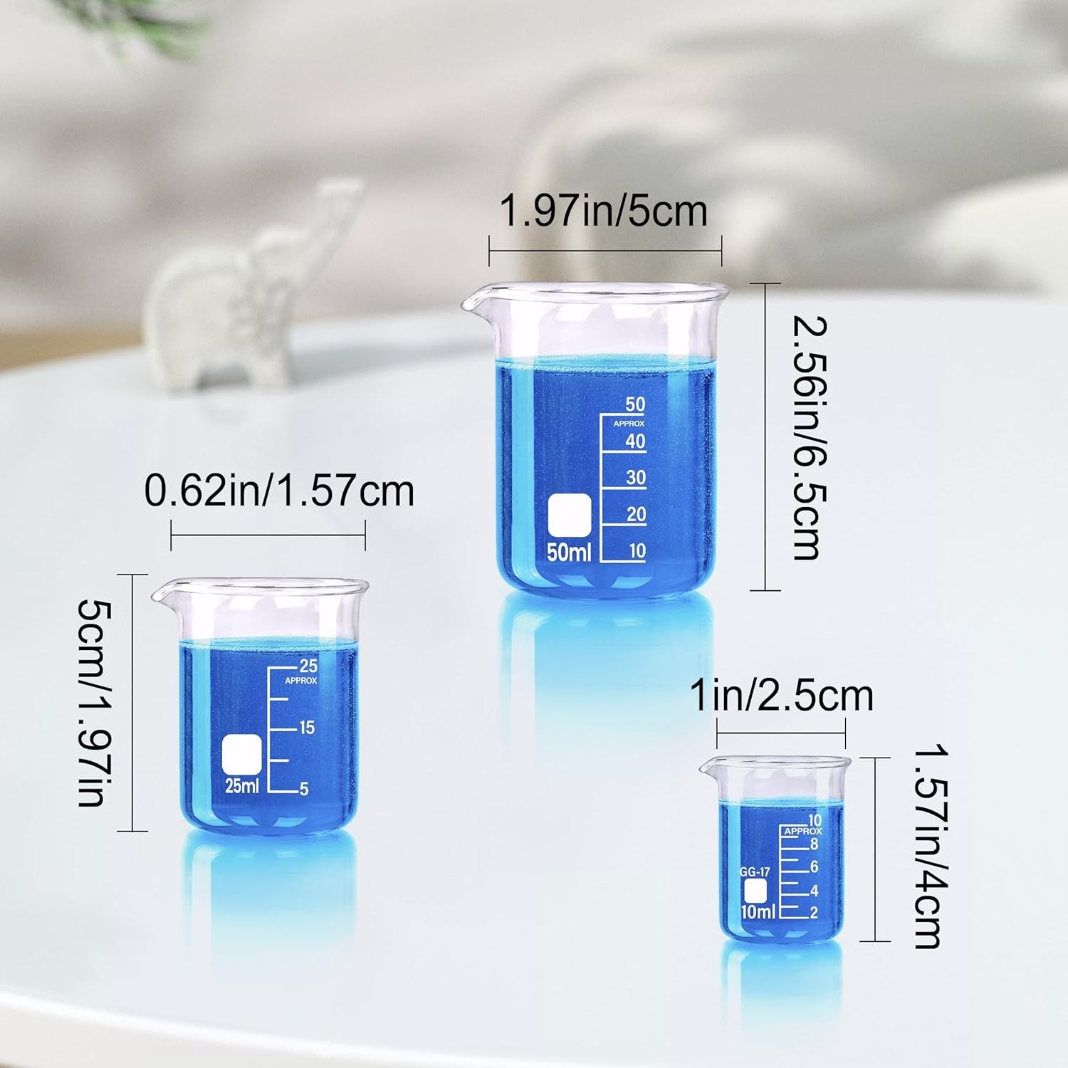Borosilicate Glass Beaker Set – 5 Sizes for Lab, Classroom, or Home Use