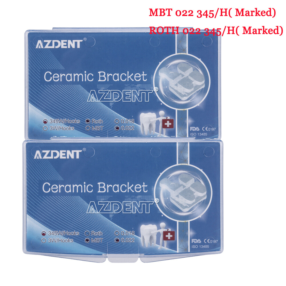 AZDENT Dental Orthodontic Clear Ceramic Brackets Braces Roth/MBT 022 Hooks 3-4-5