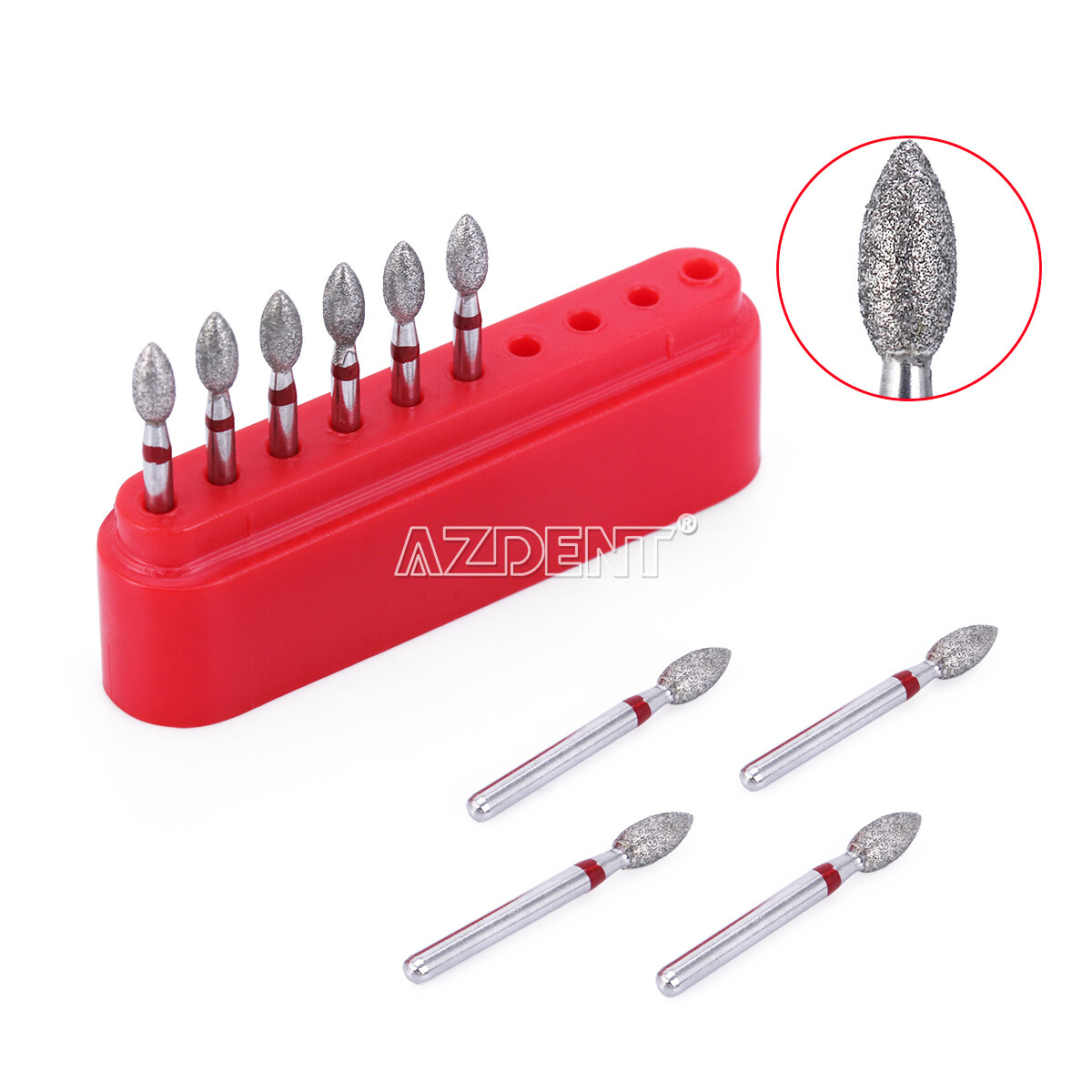 AZDENT Dental Dimond Burs Football #368-023F Fine Red 10Pcs/Pack
