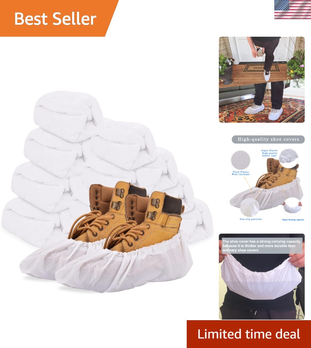 Versatile 200 Pack Disposable Shoe Protectors – Ideal for Indoor & Outdoor Use