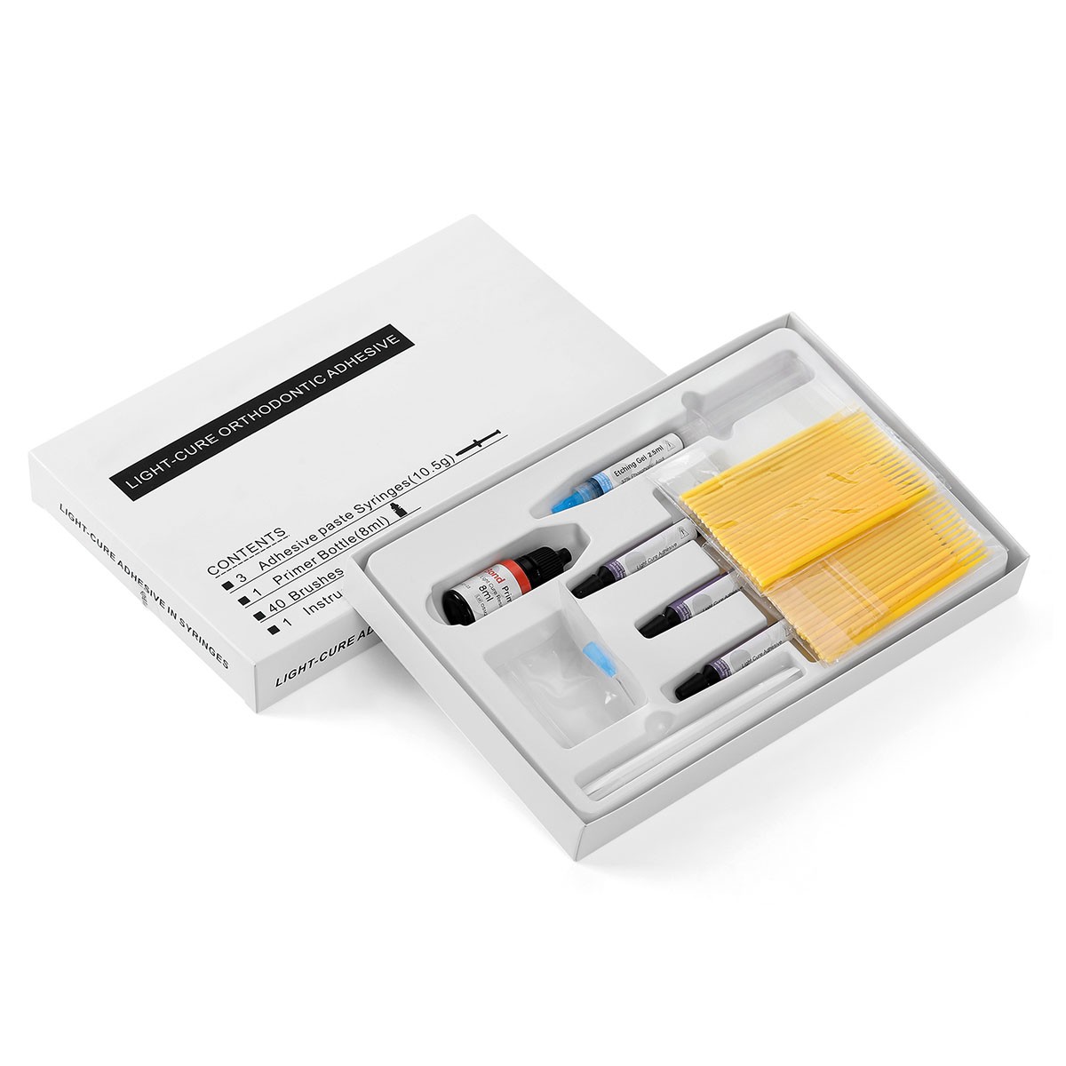 Dental Orthodontic Bonding Primer Bracket Light Cure Adhesive Paste Syringe Kit