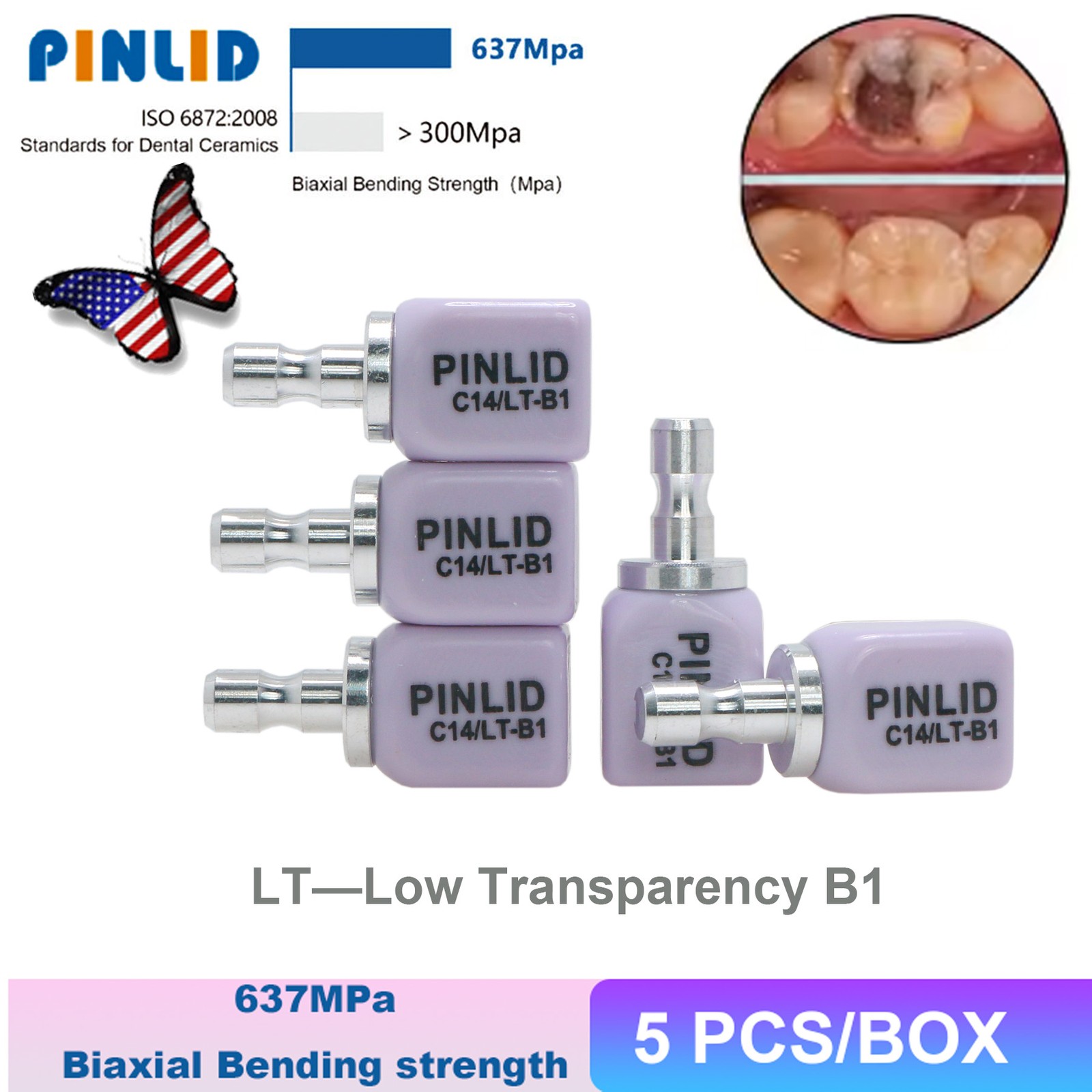 Lithium Disilicate Glass Ceramic IPS e.max CAD HT/LT Blocks For inLab C14/5pcs