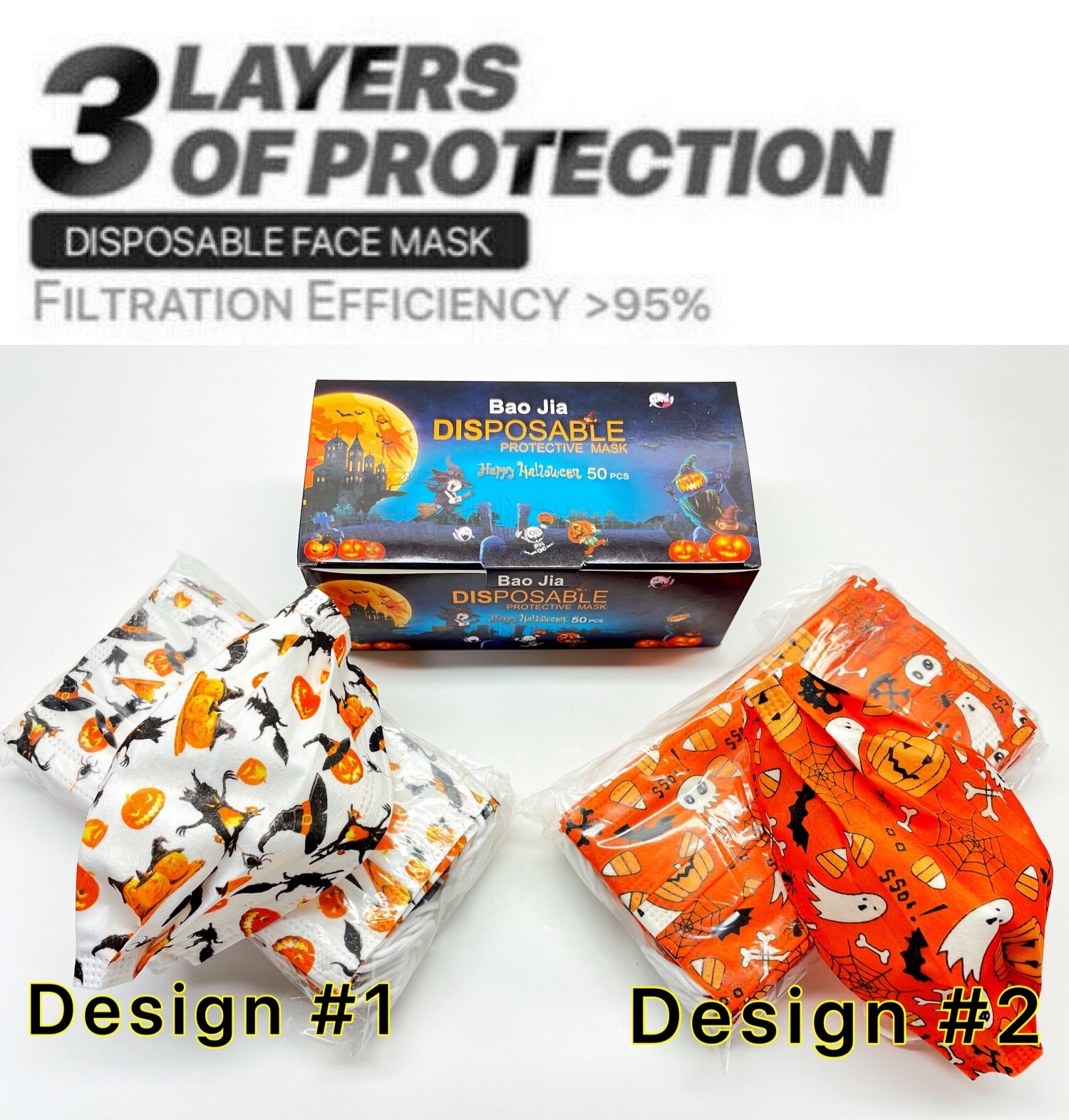 25/50Pcs Disposable Face Mask Halloween Three Ply Ear-Loop Mouth Cover US Seller