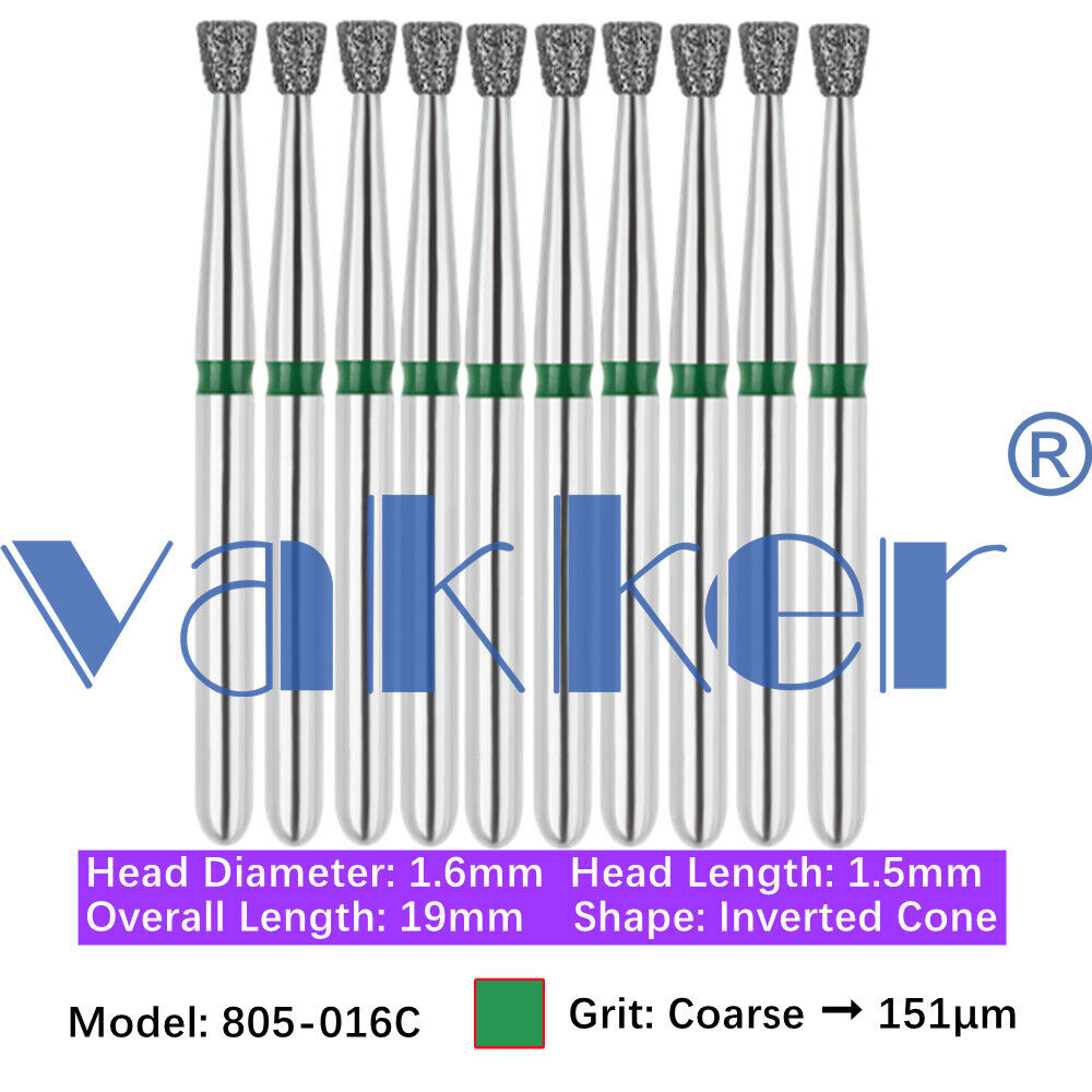 10Burs/pk Dental FG Diamond Burs High Speed Burs Inverted/ Double Inverted Cone