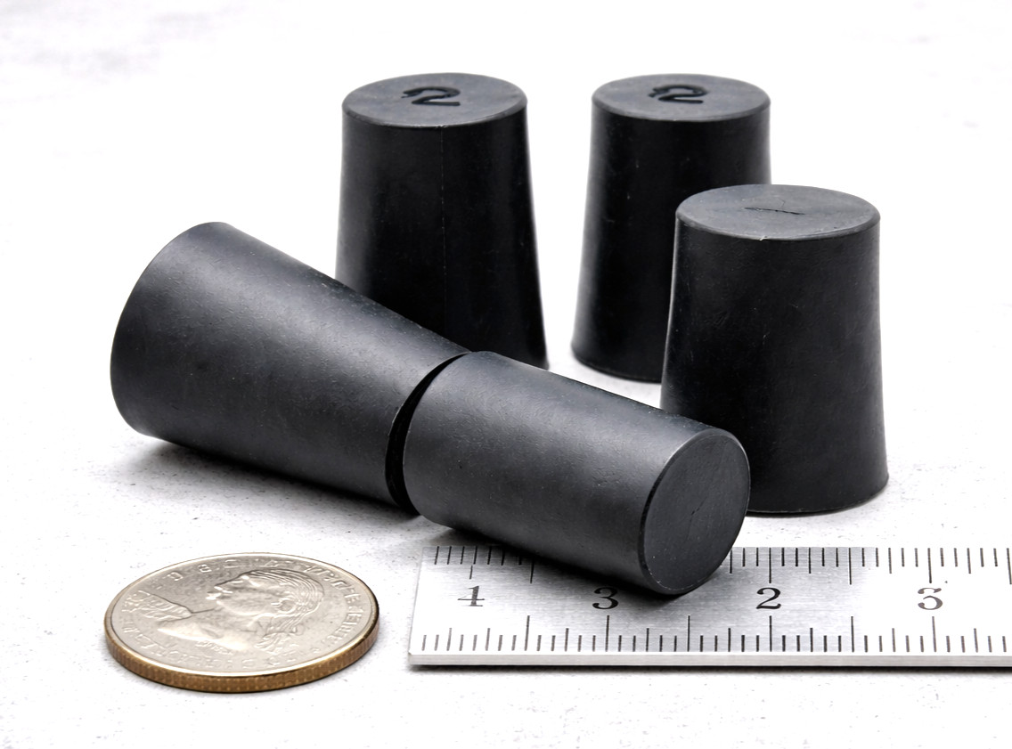 #2 Solid Rubber Stoppers Tapered Plug Bung Cork 1 Hole Fits 5/8″ to 25/32″ ID