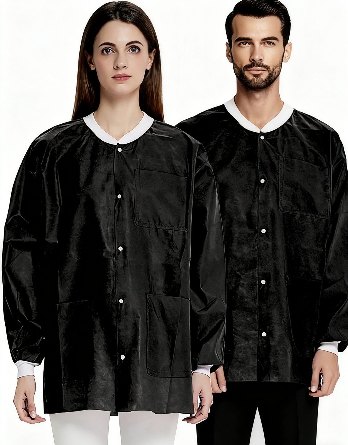 Case of 50 Disposable Lab Jackets, Unisex Hip-Length Lab Coats 45gsm M-2XL