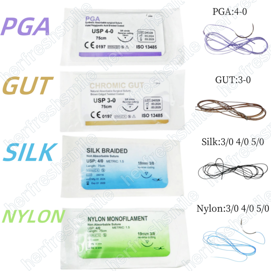 Absorbable Dental Oral Surgical Suture PGA GUT Nylon Silk Natural Needled