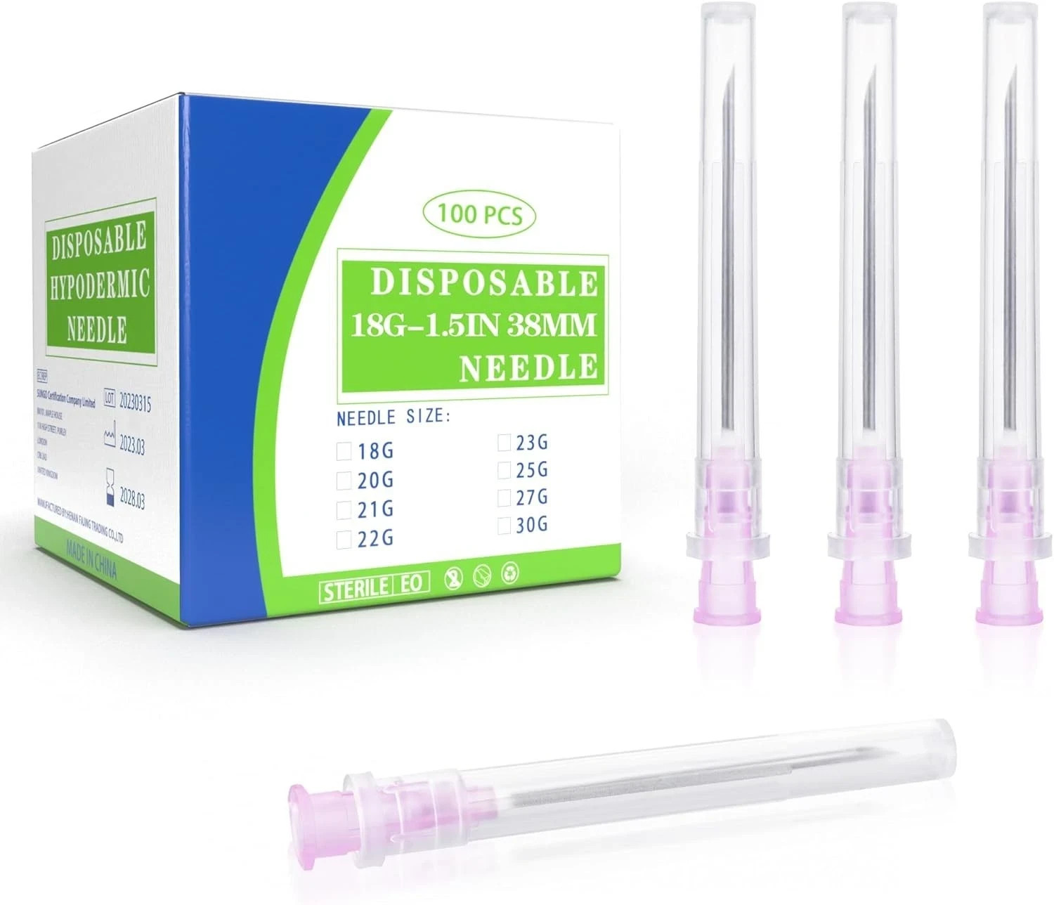 18 Gauge 1.5 Inch Disposable Needles with Caps for Scientific and Lab Dispensing