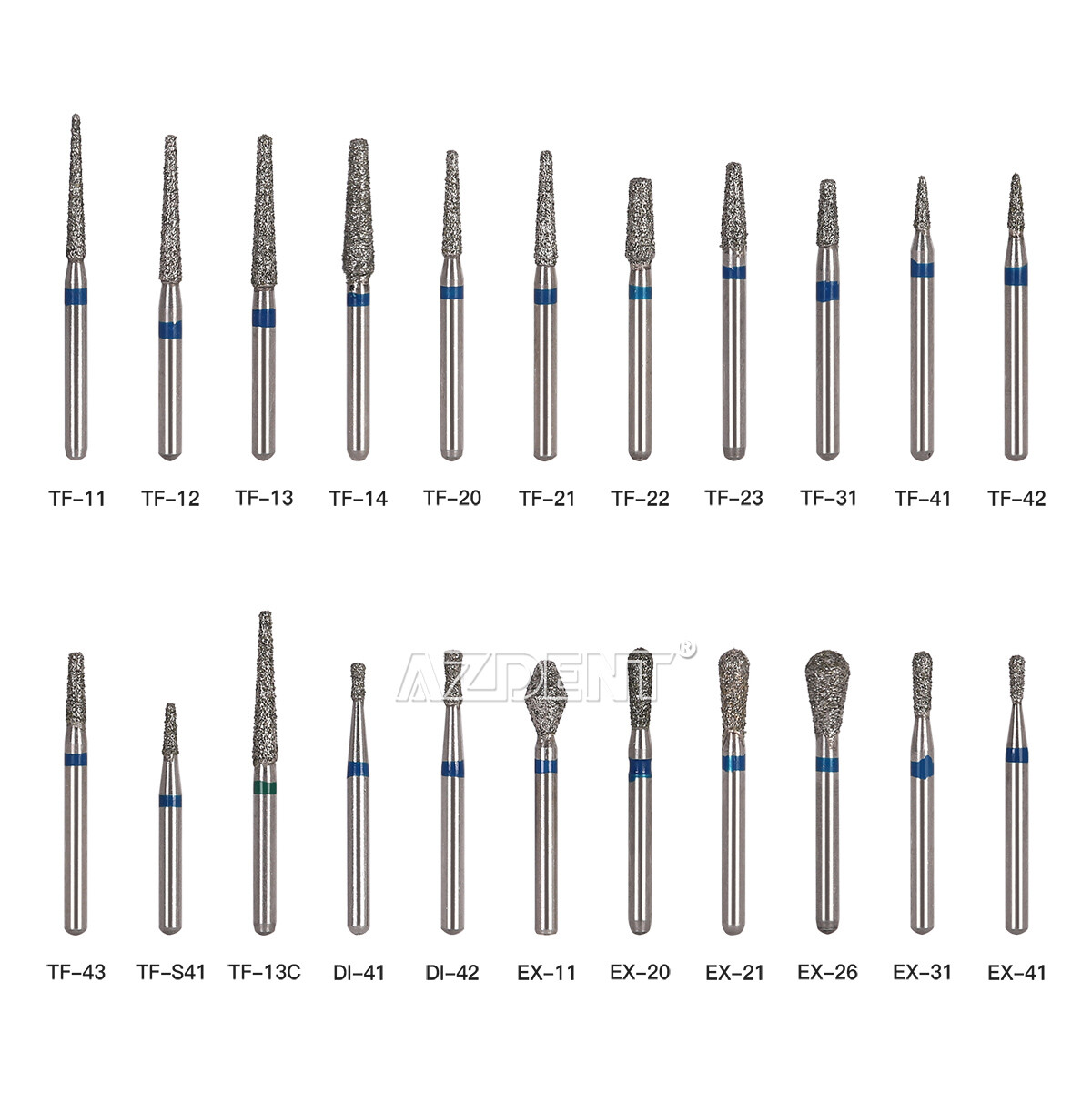 5pcs/Pack Dental DIA-BURS Air Turbine Cone Diamond Burs for High Speed Handpiece