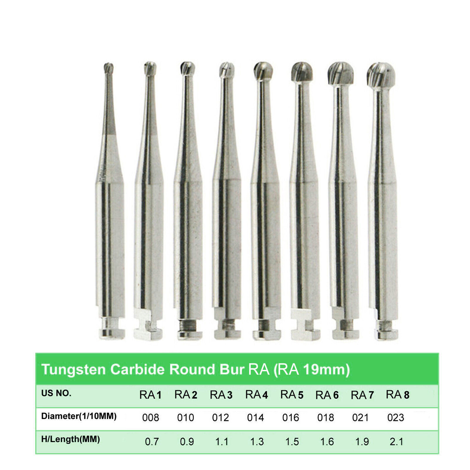 WAVE Dental Round Latch Carbide Bur RA 1 2 3 4 5 6 7 8 Midwest LA For Slow Speed
