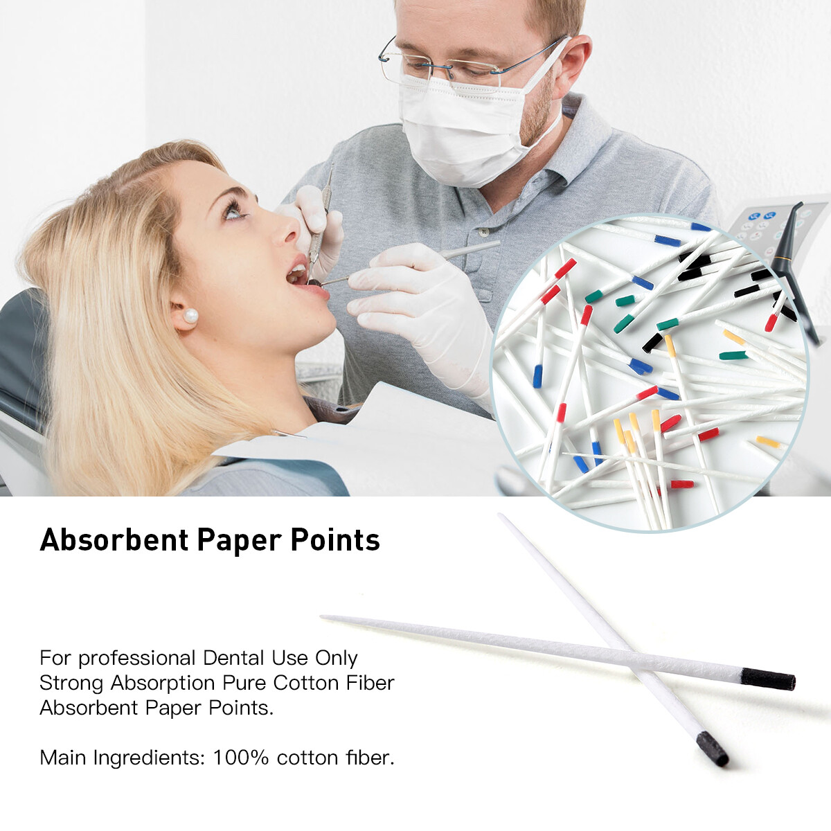 AZDENT puntas de papel endodoncia dental 0.04 Taper 15#-40# 100pcs/pack