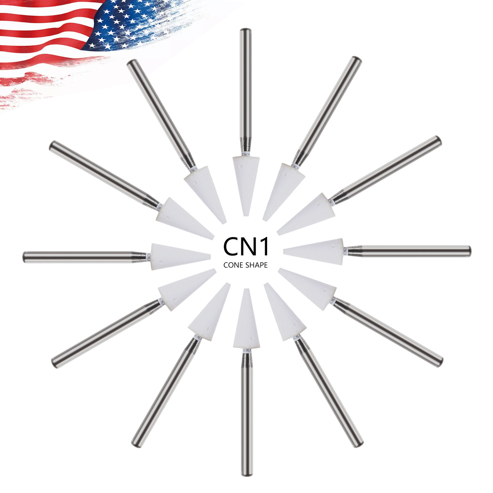 Dental White Stone High Speed Polishing Burs FG Cone shape Aluminum Oxide DL