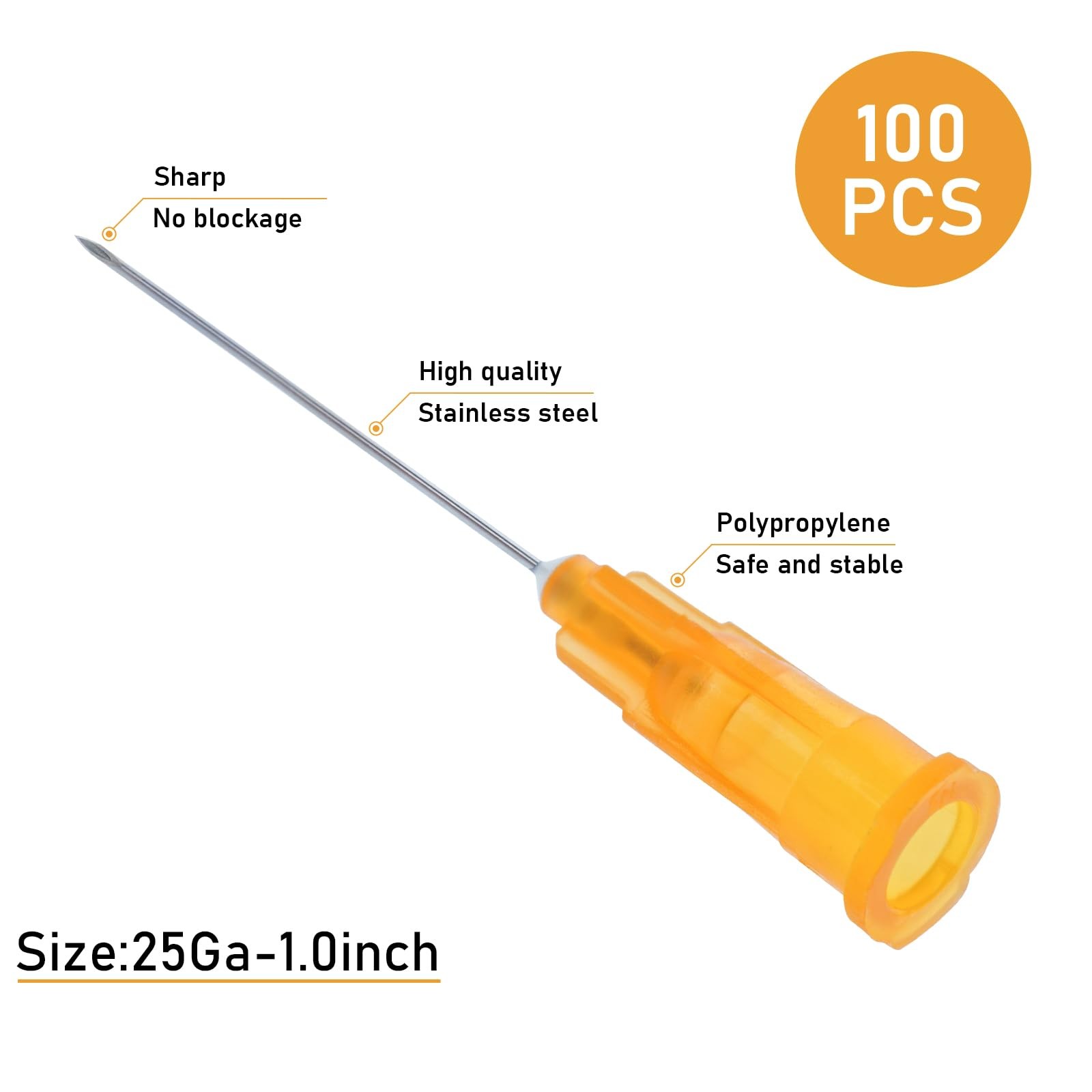 100 Pack 25 Gauge 1 Inch Lab Accessories, Individually 25G-1”, 100