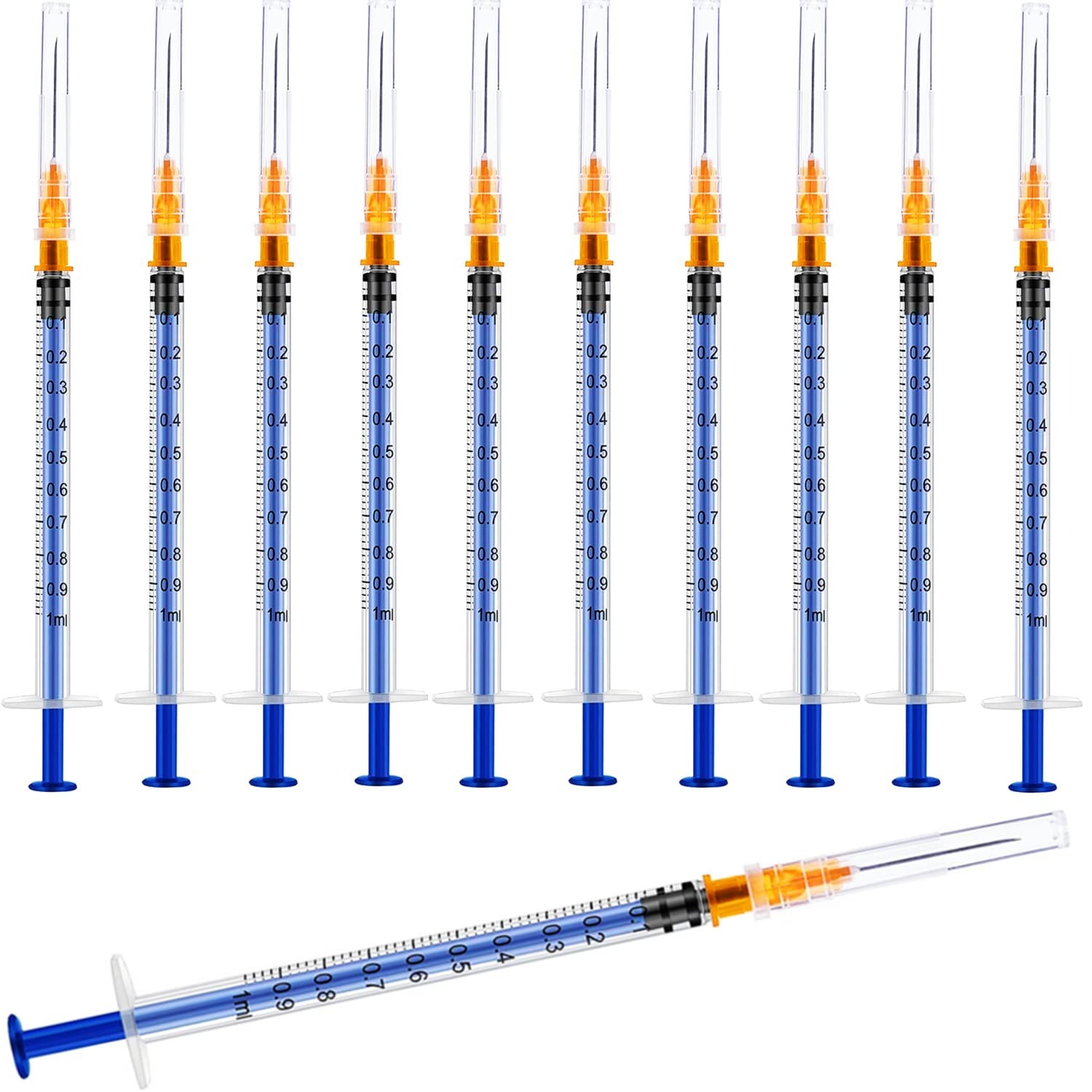 100 Pack 1ml Luer Slip Syringes with Caps, Individually Sealed for Labs & Crafts