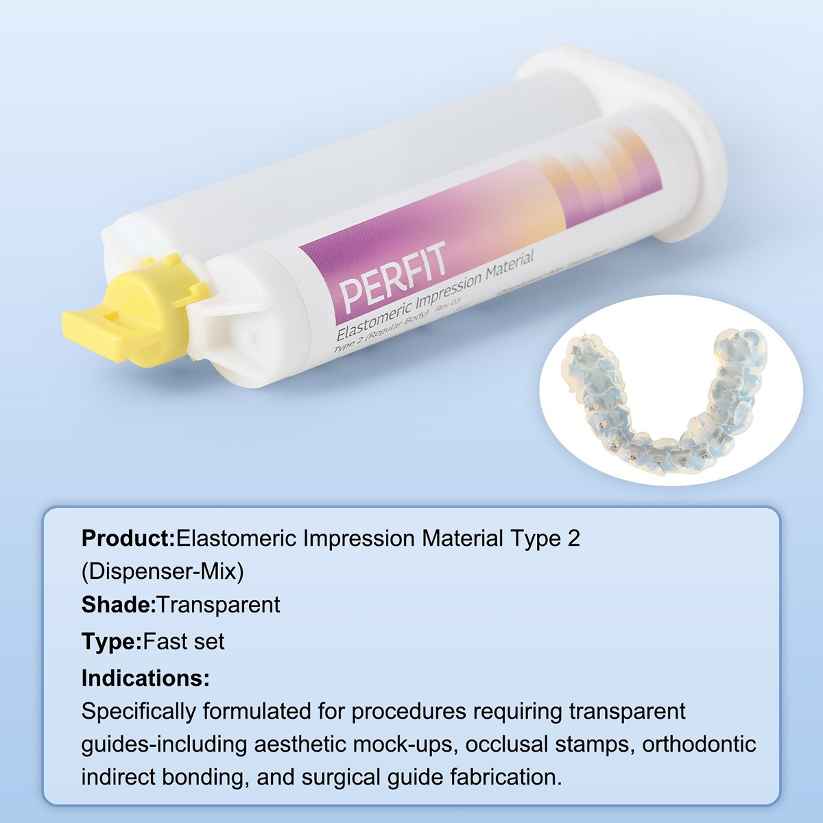 Dental Regular BODY Fast Set VPS PVS VPS Impression Material 50ML*2 Cartridges
