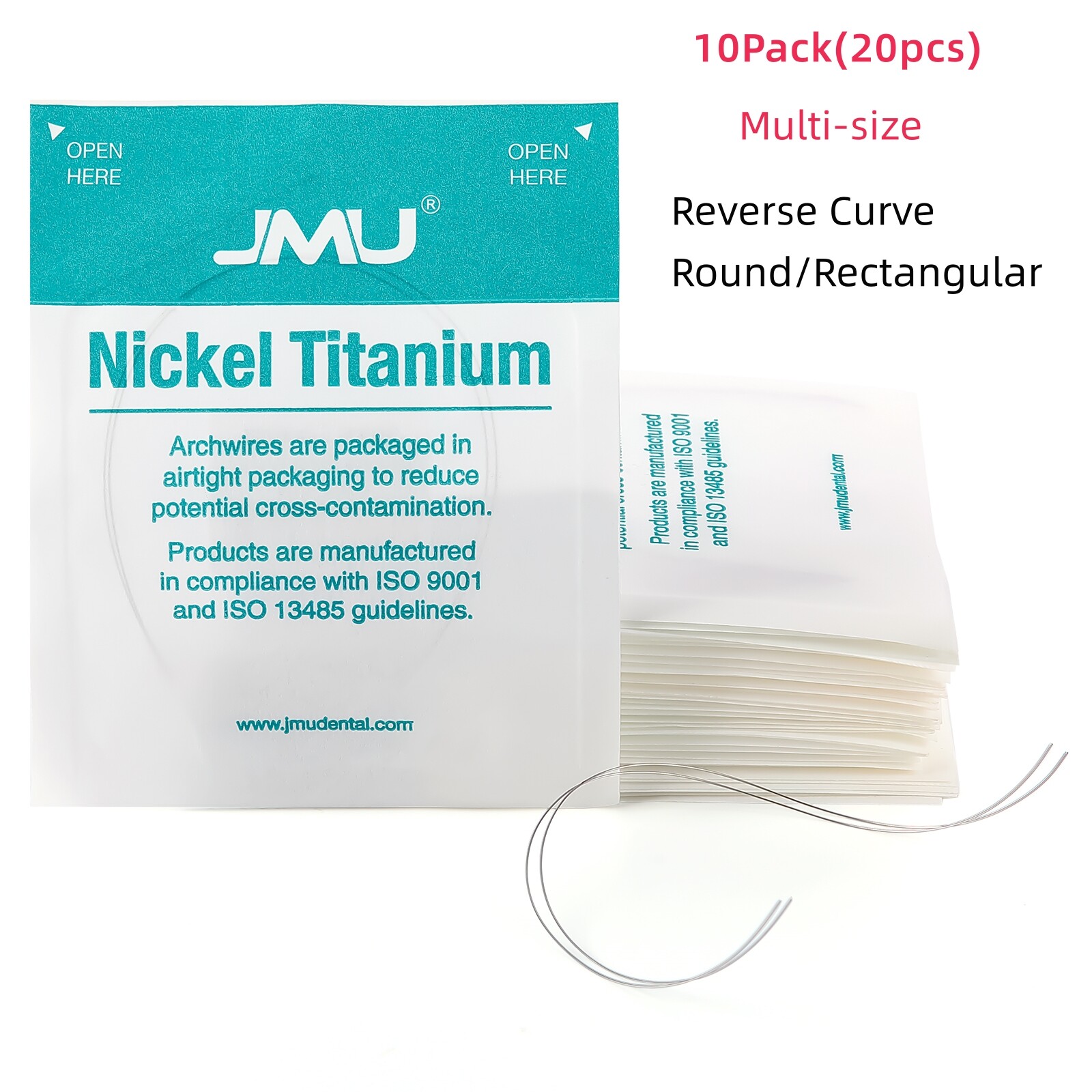 JMU Dental Orthodontic Nickel Titanium Arch Wire Reverse Curve Round Rectangular