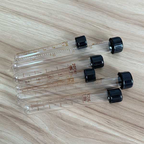 5ml-100ml Round bottomed Borosilicate Glass Tube Chemistry Glassware Scale Cap