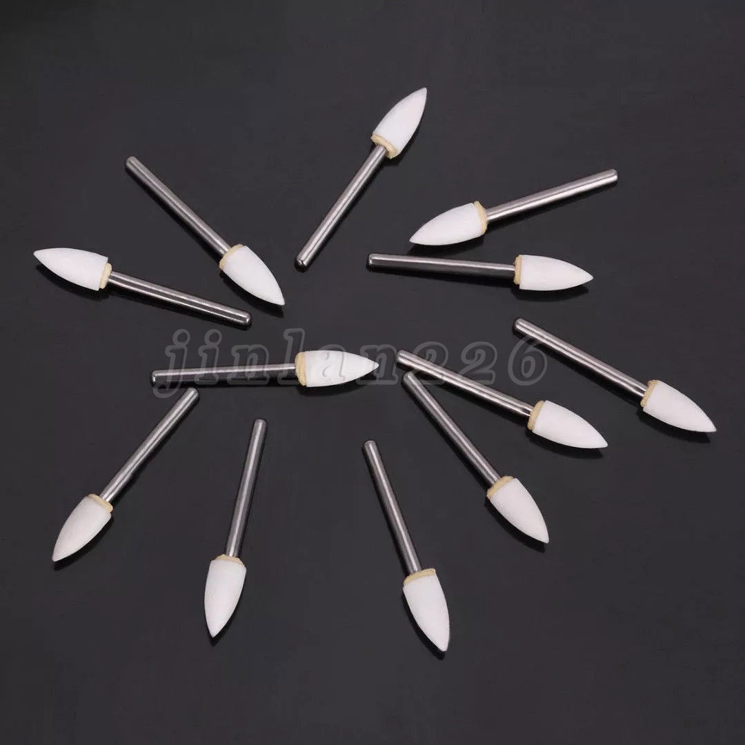 Dental White Polishing Stones – Flame FL2 FG – Arkansas Stone – Meta – 12 pieces