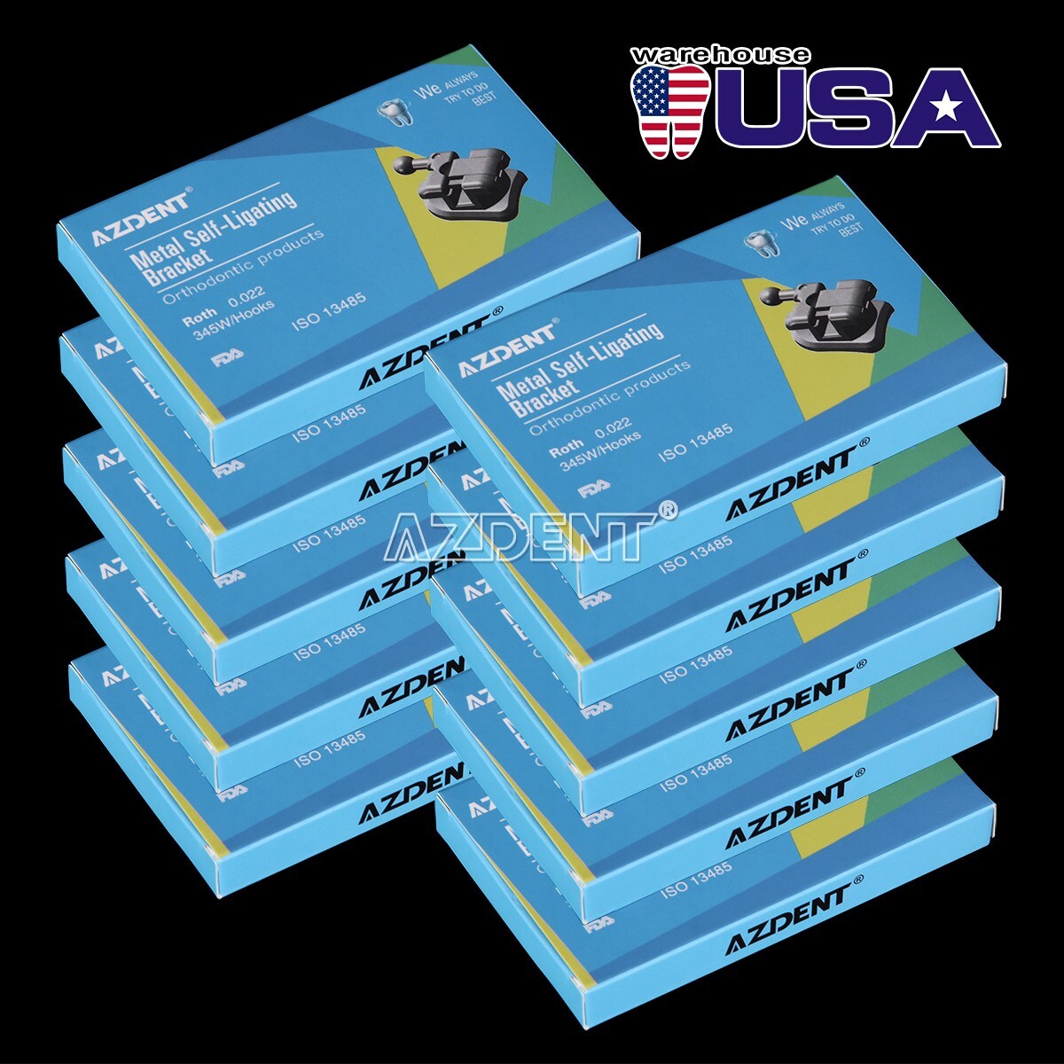 10X Dental Ortho Passive Self Ligating Bracket Mini Roth.022 Hk 345+Buccal Tube