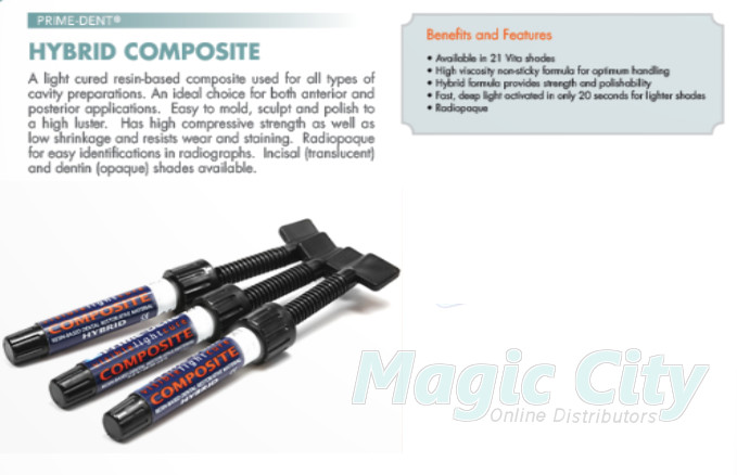 Prime-Dent Light Cure Hybrid Dental Resin Composite A2 4.5 gm Syringe