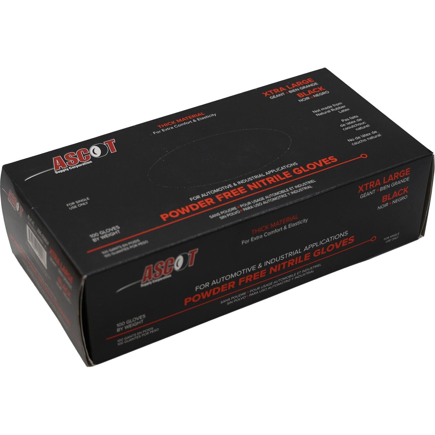 Ascot Powder Free Nitrile Gloves 5 Mil Black X-Large – Box of 100