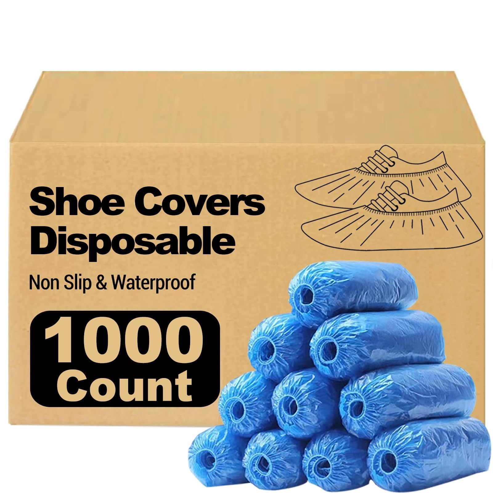1000 Disposable Shoe Covers – Waterproof, Non-Slip Booties for Indoor/Outdoor Us