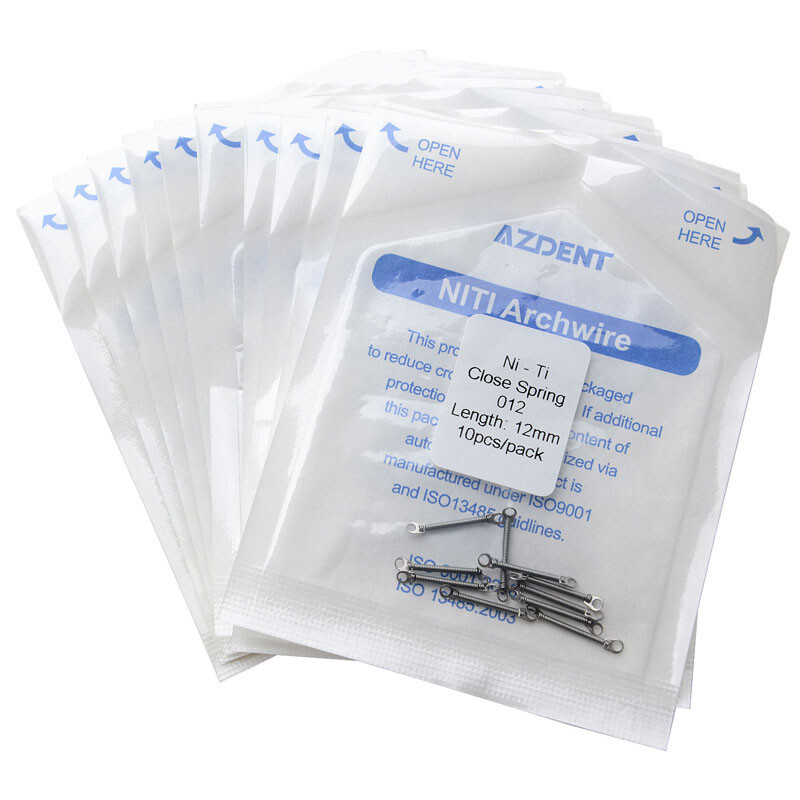 10 Pcs AZDENT Dental Orthodontic NiTi Alloy Closed Coil Spring 0.012/0.010 Force