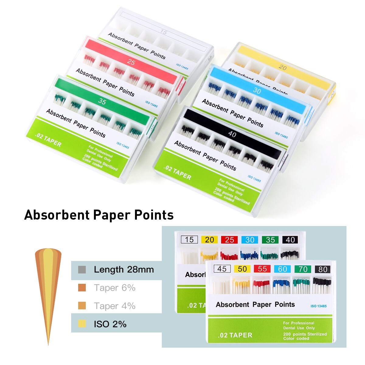 1-10 Box Dental Endo Root Canal Obturating Points/Absorbent Paper Points .02-.06