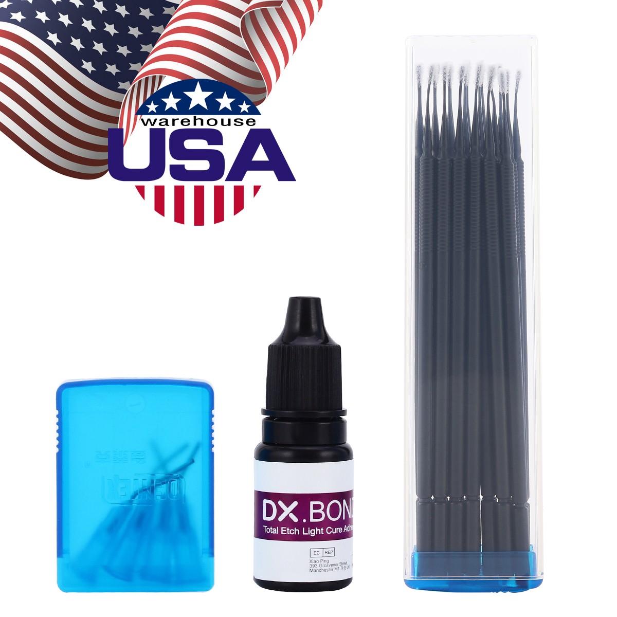 Dental Light Cure omposite Kit 5 Colors A1-A3.5 with Ethant & Bonding Agent
