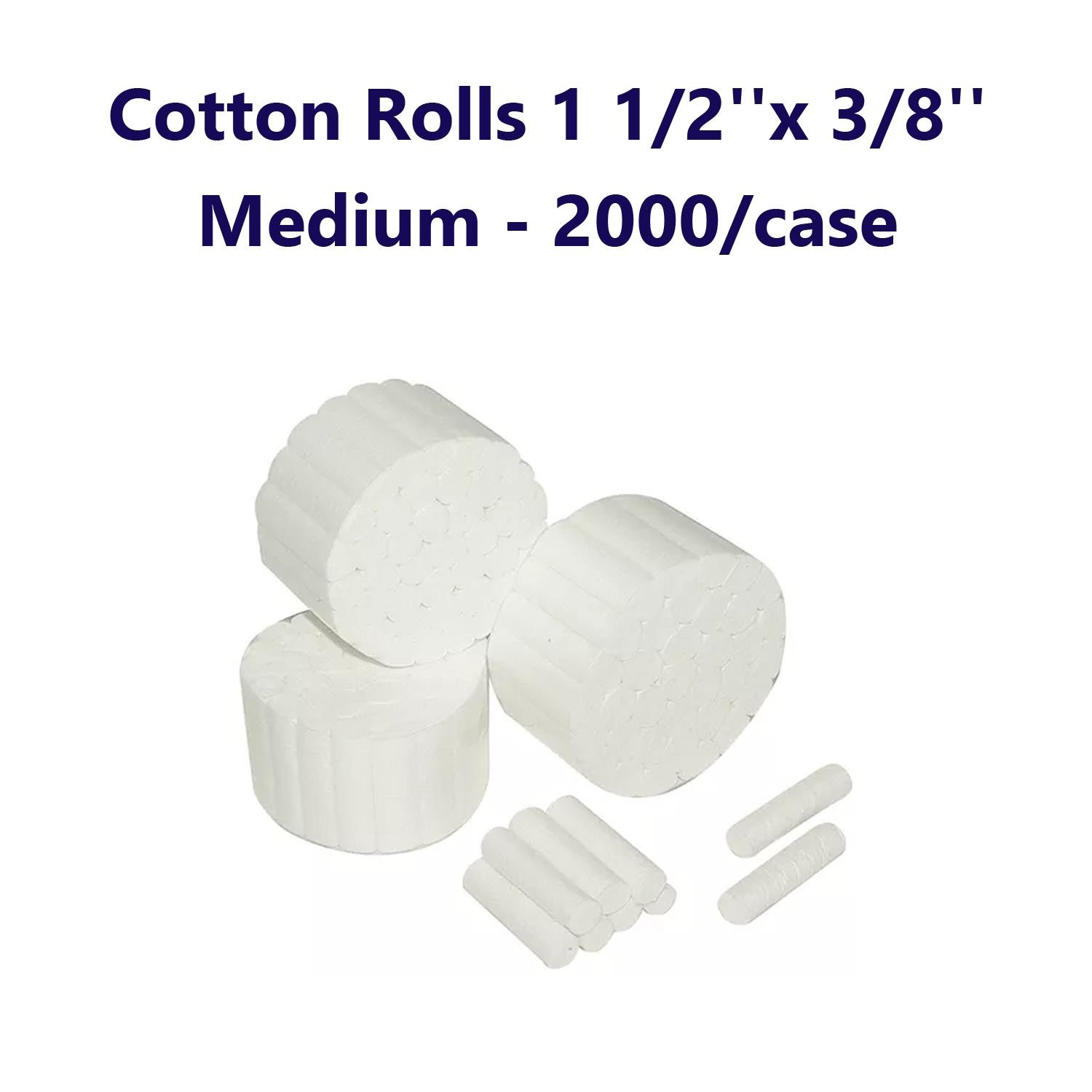 2000 Cotton Rolls Size #2 Medium Non-sterile 3/8″