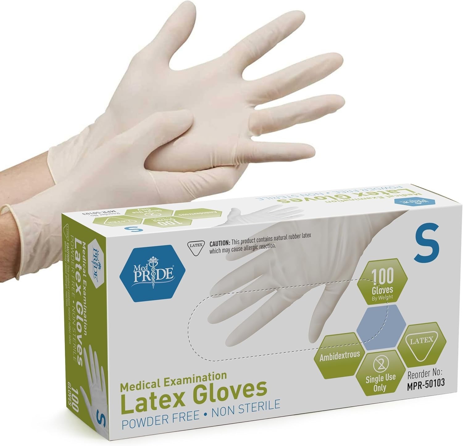 MED PRIDE Latex Exam Gloves Powder-Free Disposable Medical PPE | 200ct
