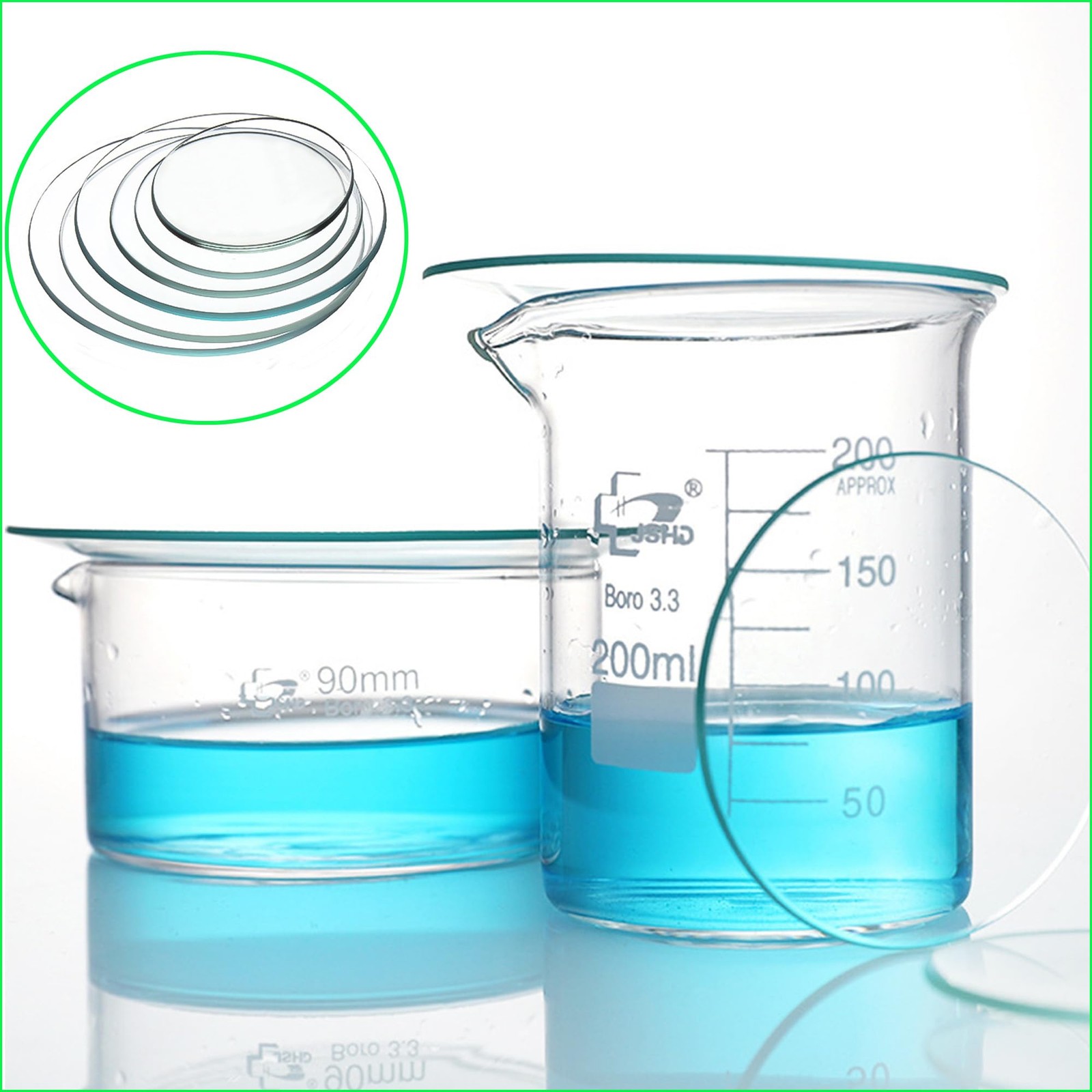 6 Pcs Lab Watch Glass Beaker Cover Set,1 Set Smooth Edges…
