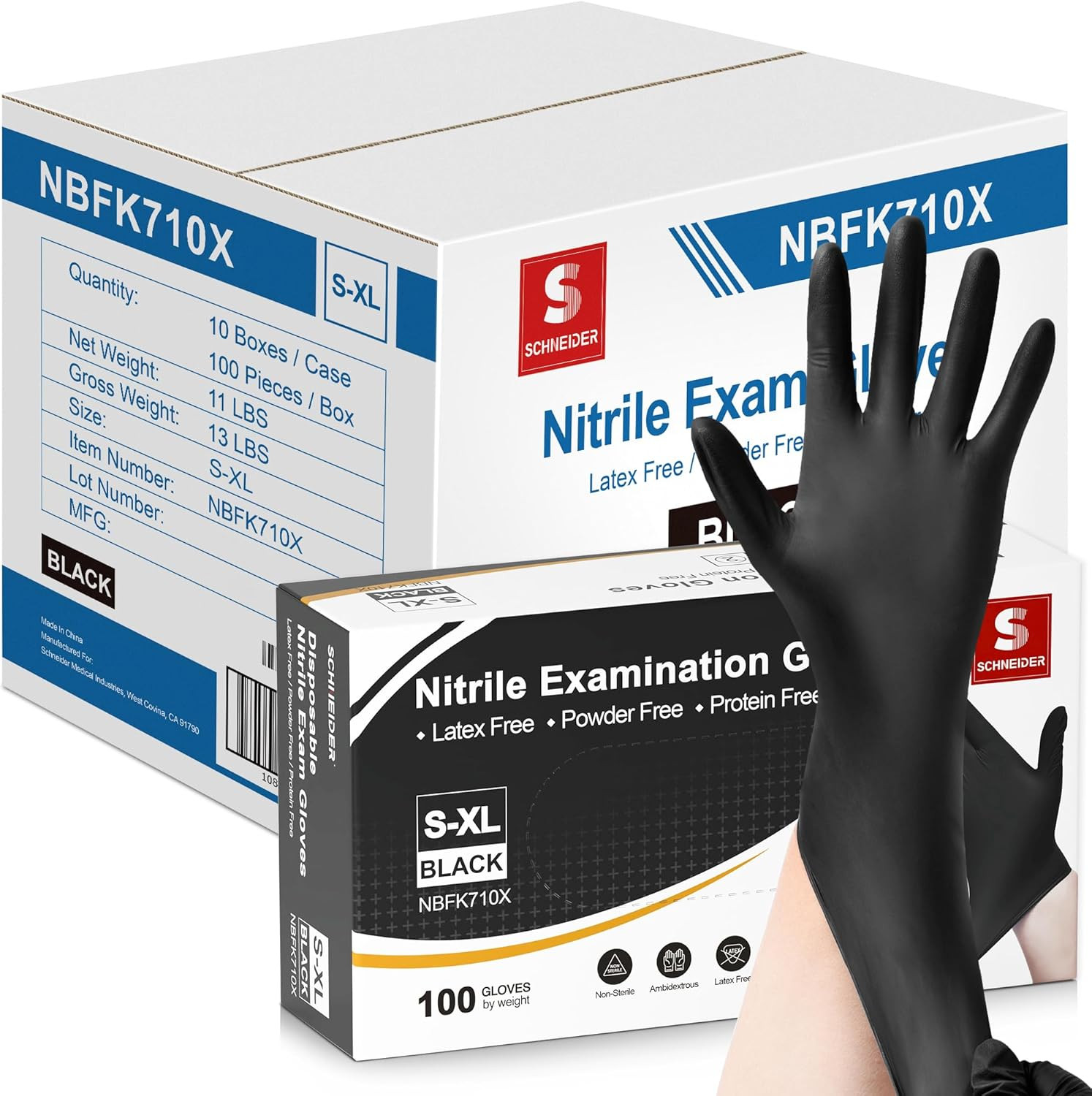 Nitrile Exam Gloves, 4 Mil Black Gloves Disposable Latex Free Powder Free, Food