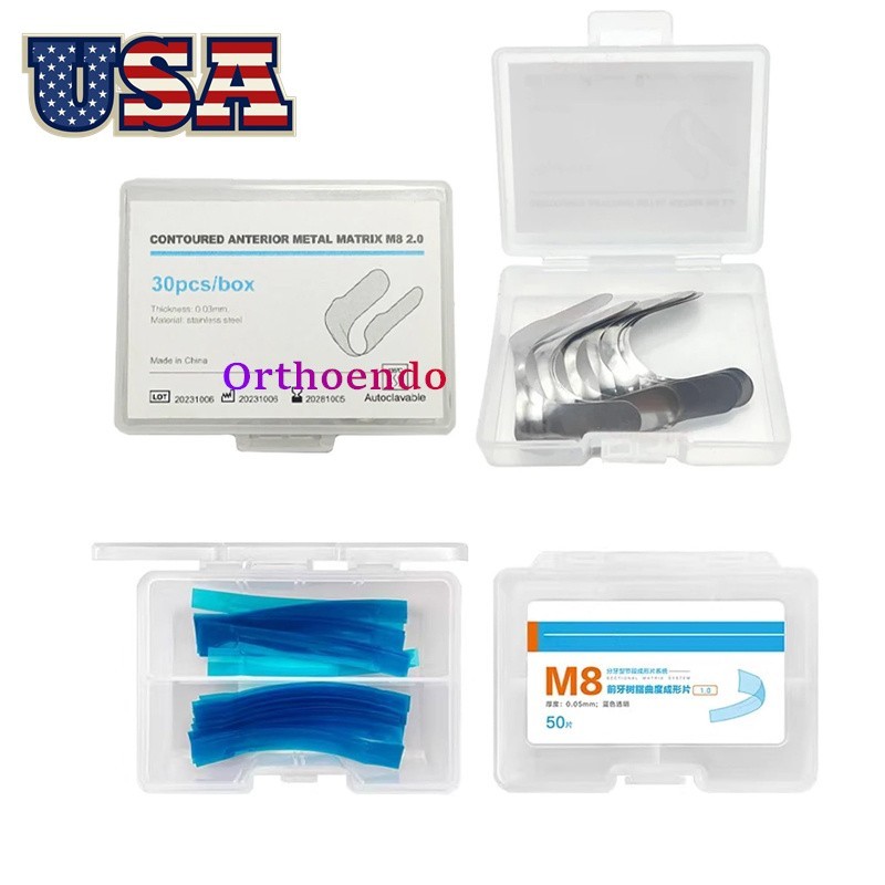Dental Contoured Anterior Matrix Bands Teeth Restoration Strip Twin Matrices USA