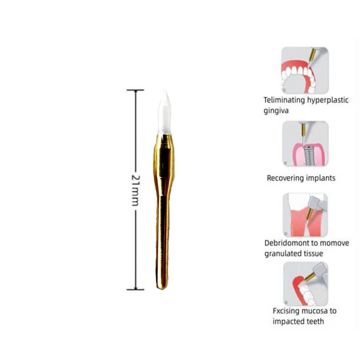 6PCS Soft Tissue Cutting Burs Friction Heating Achieves Rapid Hemostasis 21mm