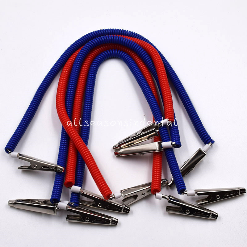 10/20 Pcs Dental Patient Flexible Coil Bib Clips Crocodile Chains Napkin Holder
