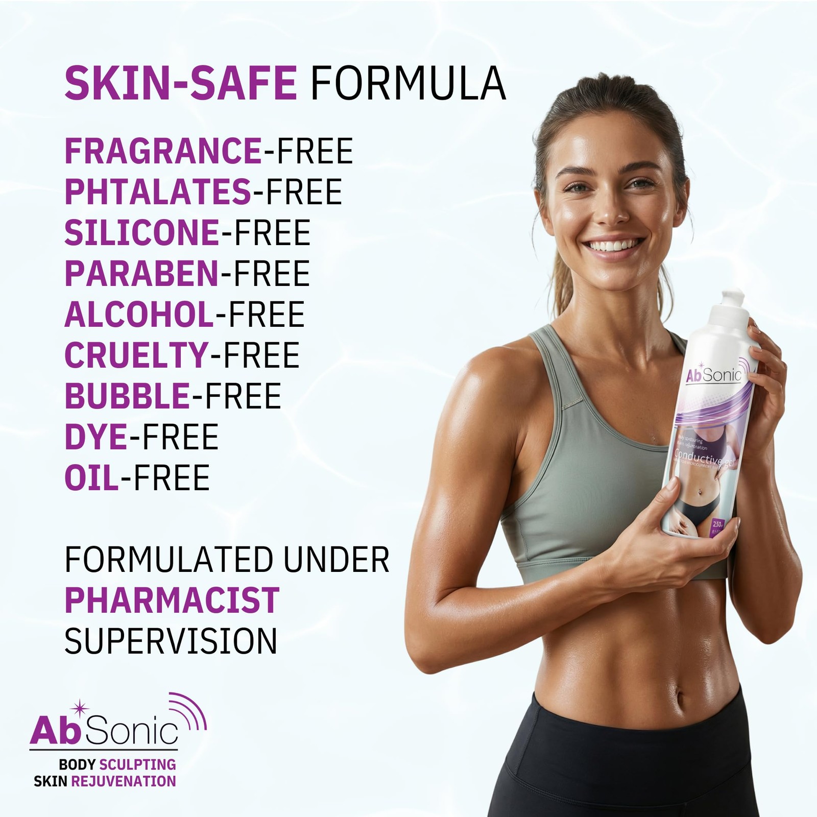 Absonic Conductive Gel for Ultrasound, Cavitation, 2 x 8.5 oz Bottle