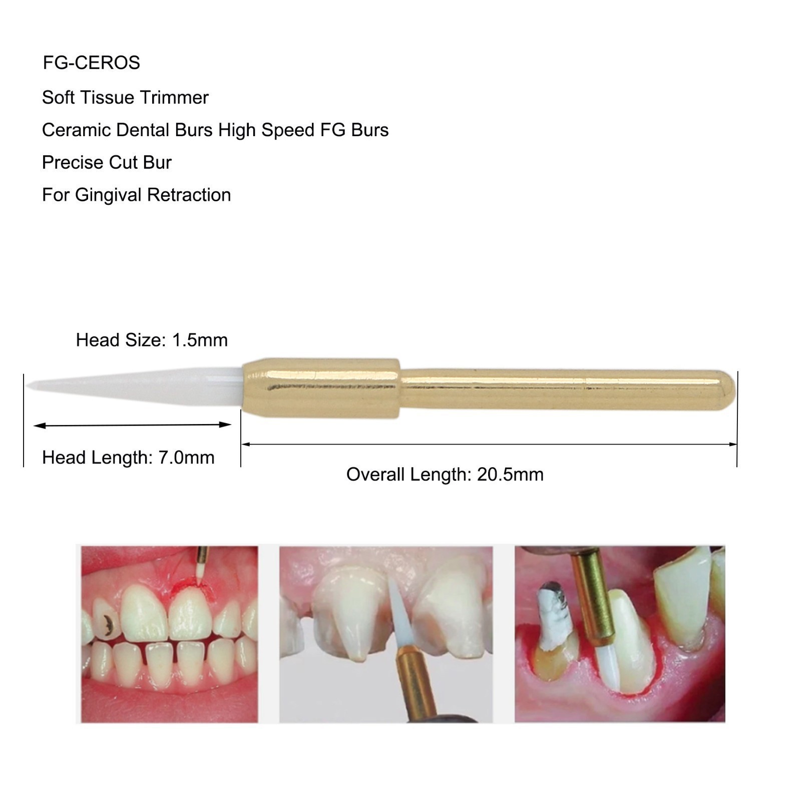 Dental Surgical Soft Tissue Trimmer Ceramic Burs Gingival Precise Cut Burs 4pcs