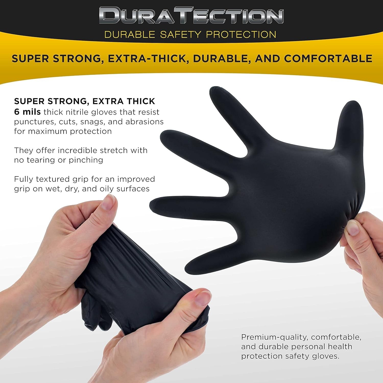 Heavy Duty Black Nitrile Disposable Gloves, 6 Mil – Latex Free, Powder Free, …