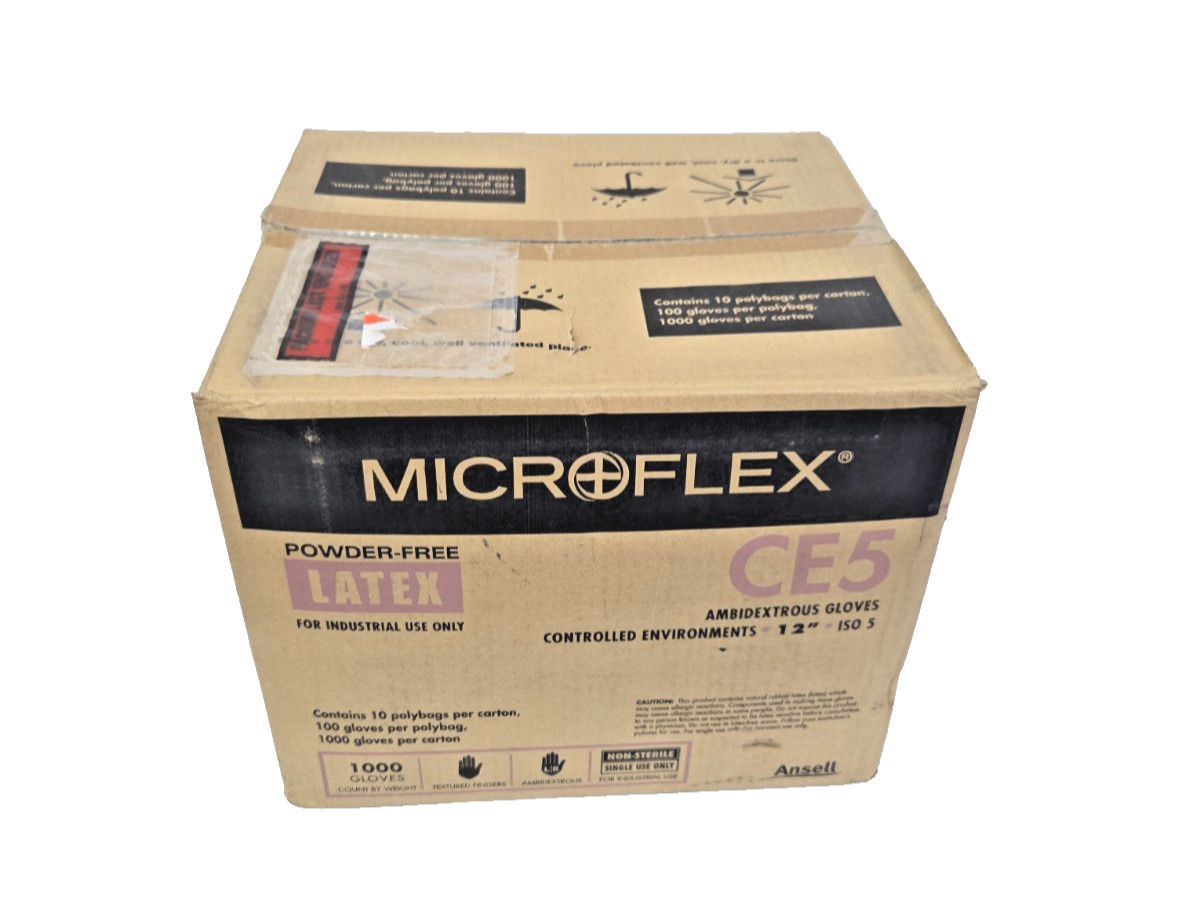 Microflex Powder-Free Latex Ambidextrous Gloves CE5-512-S Size Small Box of 1000