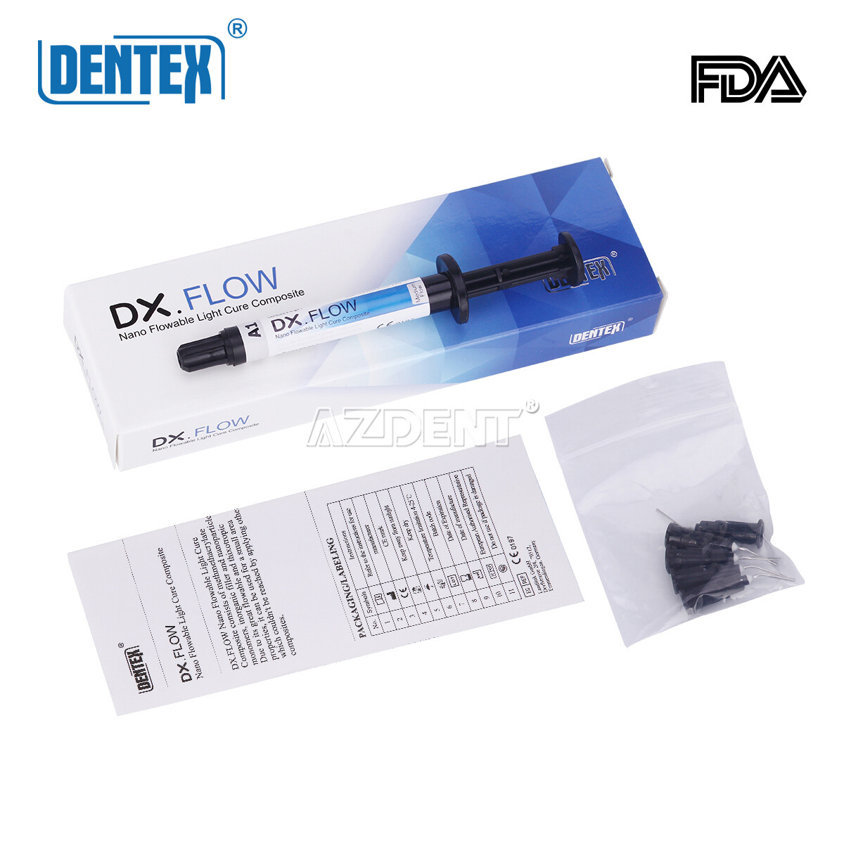 DENTEX Flowable Light Cure Composite Resin /Etching Gel/Bonding Adhesive