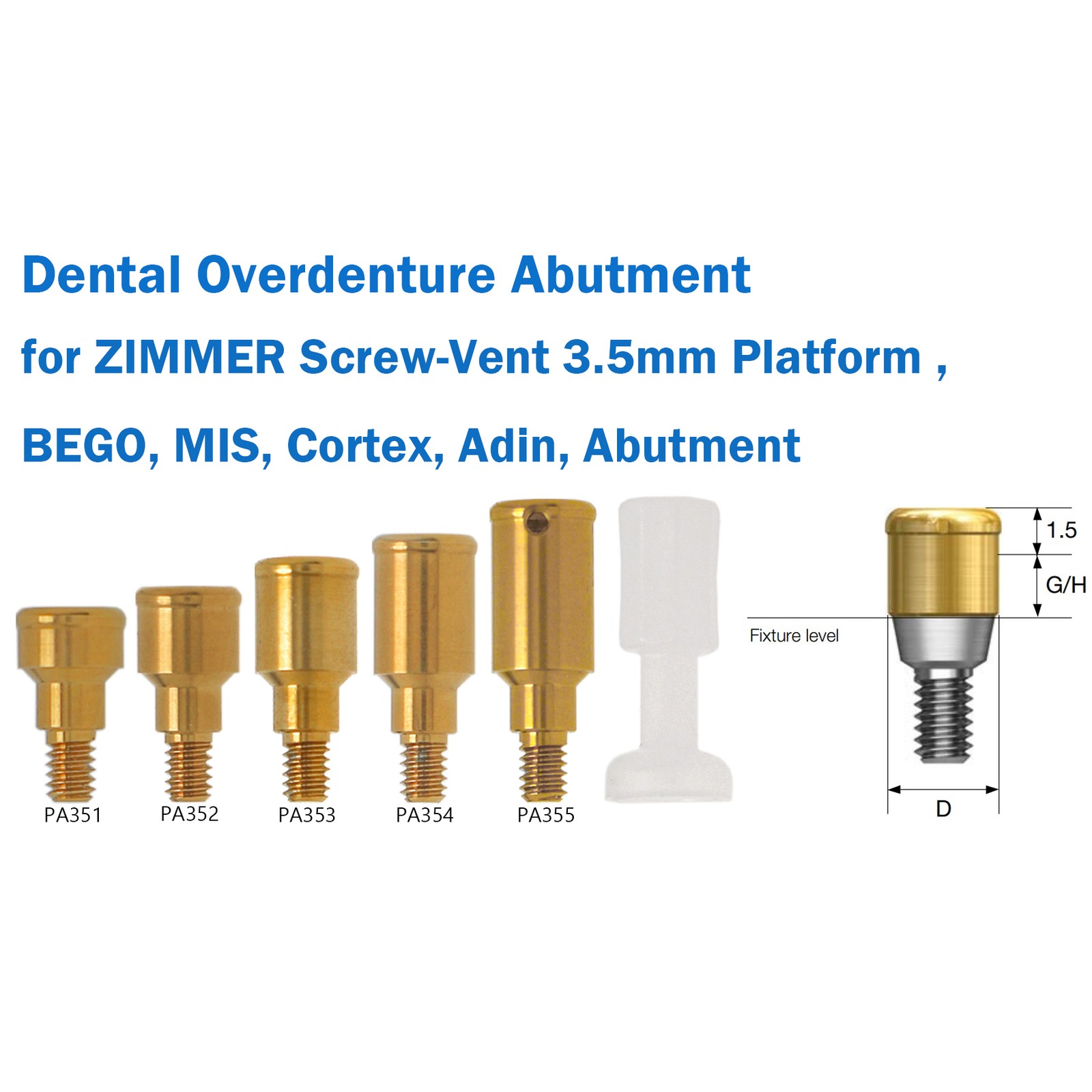 US Dental Locator Overdenture Abutment & Caps Fits Nobel/Hiossen/Zimmer/MIS/TSV