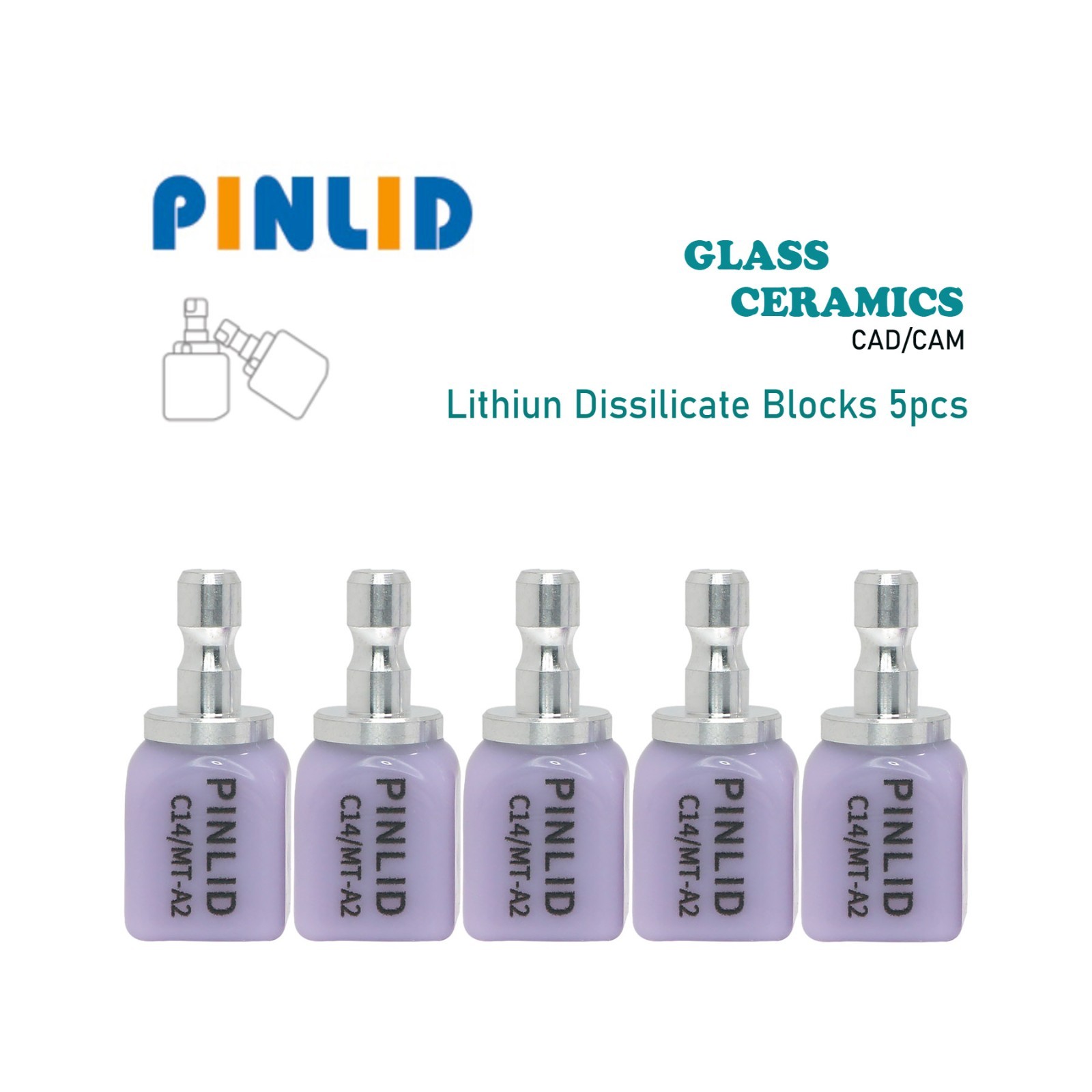 US Stock C14 MT-A2 Dental Glass Ceramic Lithium Dislicate CAD/CAM Cerec Blocks