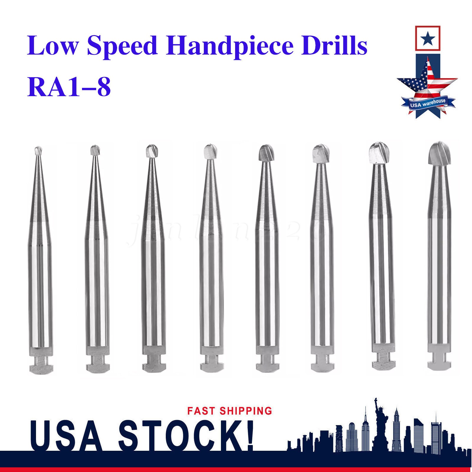 Dental Tungsten Steel Carbide Round Burs RA for Slow Low Speed Handpiece