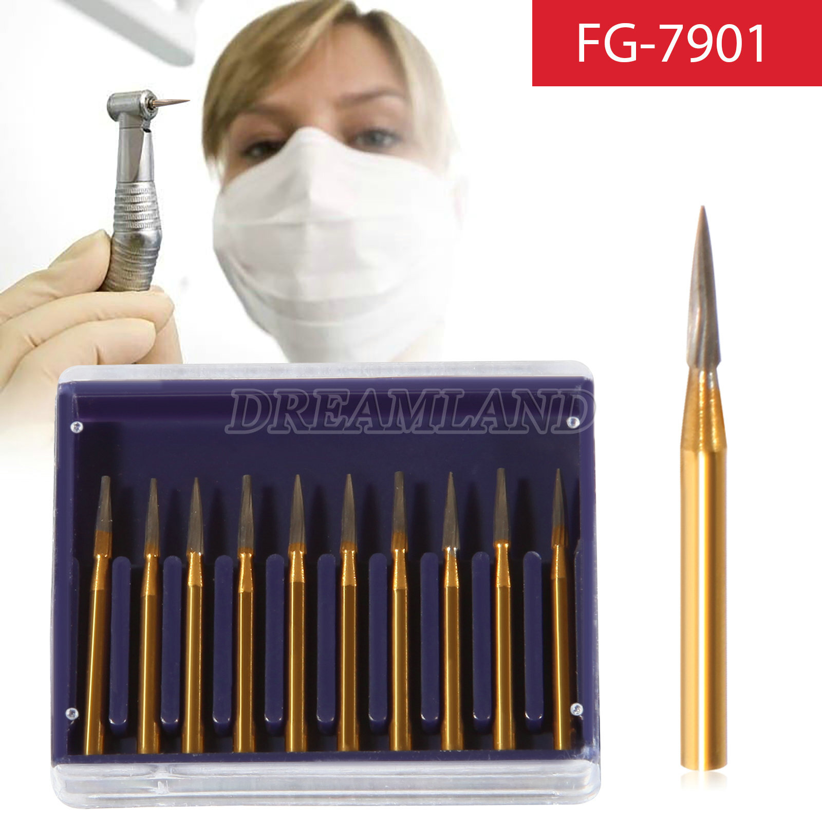 TRIMMING & FINISH DENTAL CARBIDE BURS 12 BLADES TF 7901 NEEDLE SANDENT