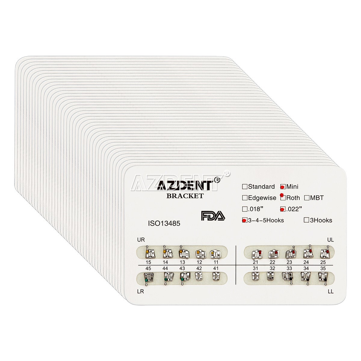 10 Packs AZDENT Dental Orthodontic Brackets Braces Metal Mini Roth.022 Hooks 345