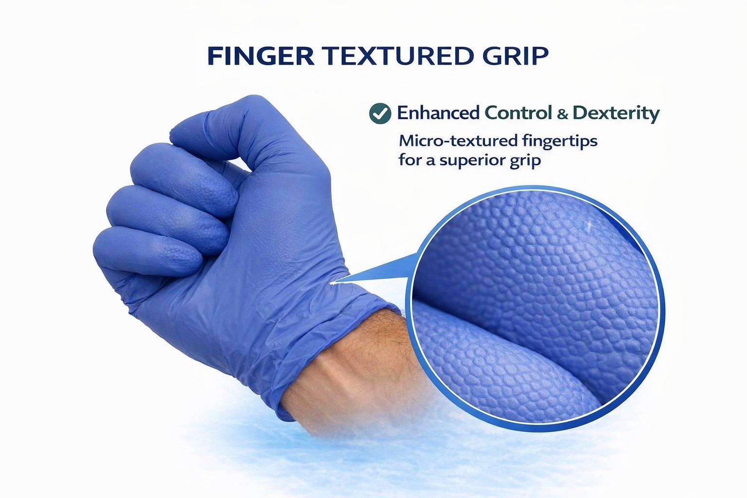 Cuff First Nitrile Exam Gloves 2000 Ct Case Blue Latex-Free Powder-Free Medical
